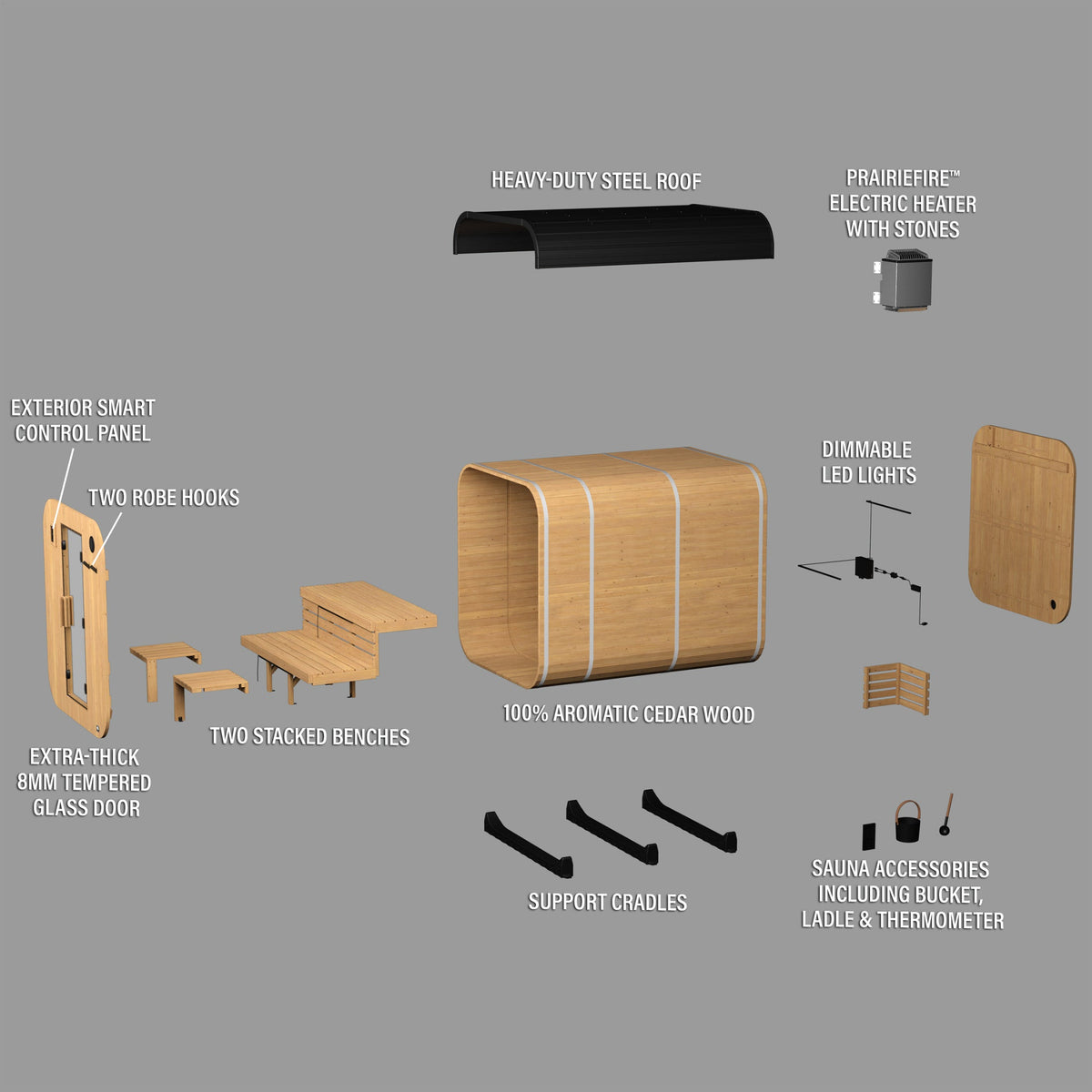 Lennon Outdoor Cube Sauna with Porch – 4-6 Person
