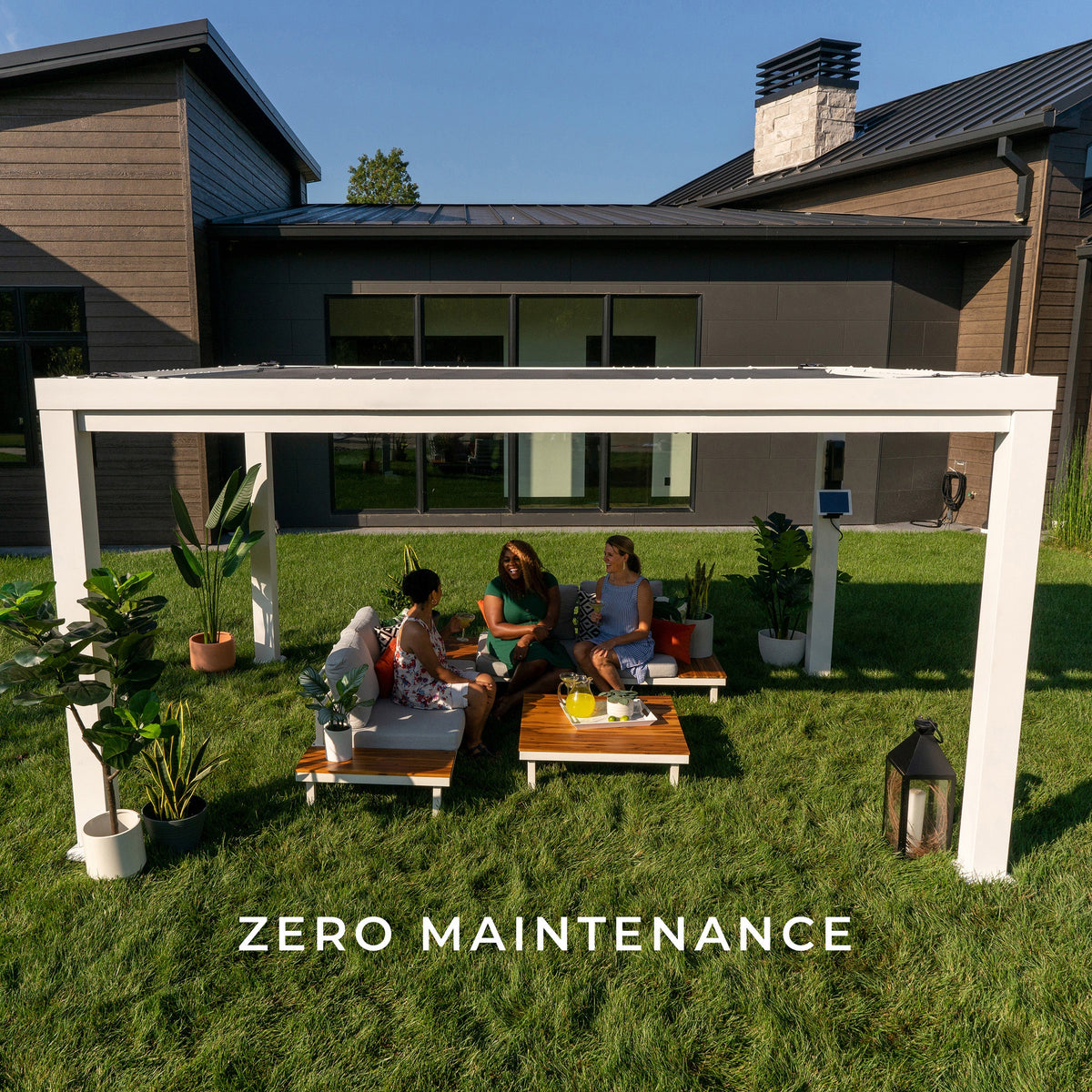 14x10 Windham Modern Steel Pergola With Sail Shade Soft Canopy
