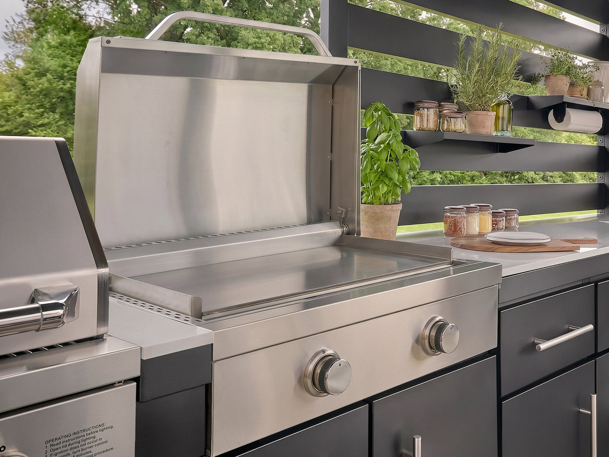 Langston | Covered Walk-In Outdoor Kitchen with Built-In Grill & Griddle