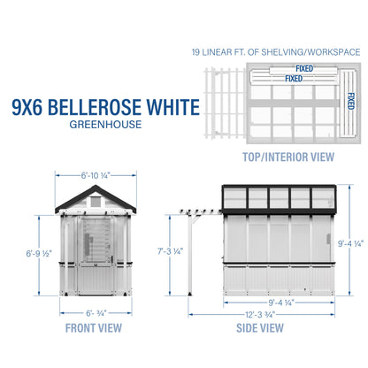 9x6 Bellerose Greenhouse - White