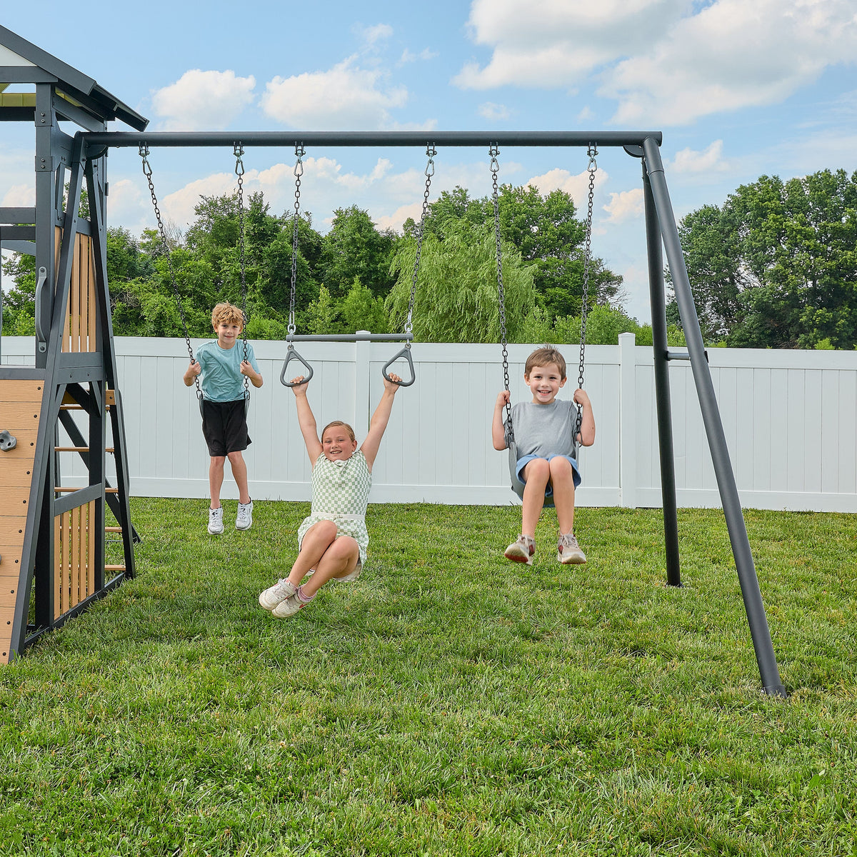 Atlas Steel Swing Set with Monkey Bars and Tube Slide