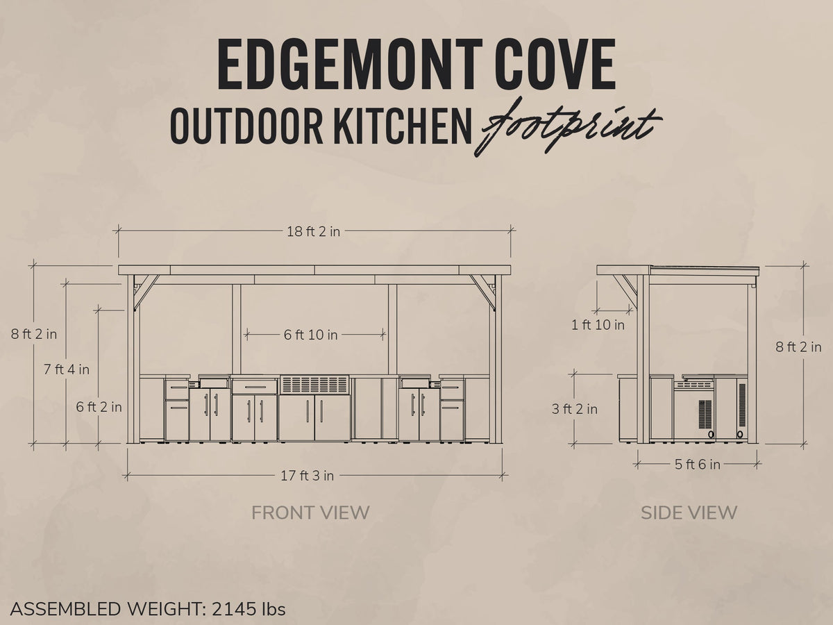 Edgemont Cove | Curved Outdoor Kitchen with Built-In Grill, Griddle & Pizza Oven
