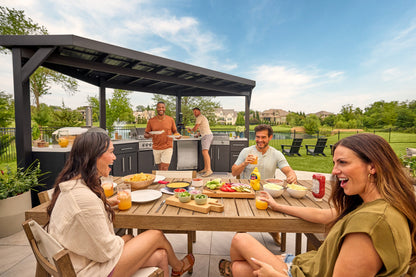 Edgemont Cove | Curved Outdoor Kitchen with Built-In Grill, Griddle & Pizza Oven