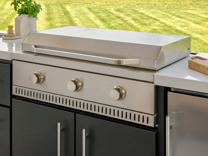 Emory | Corner Outdoor Kitchen Island with Bar Seating & Built-In Griddle – Right