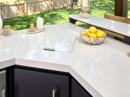Emory | Corner Outdoor Kitchen Island with Bar Seating & Built-In Griddle – Left