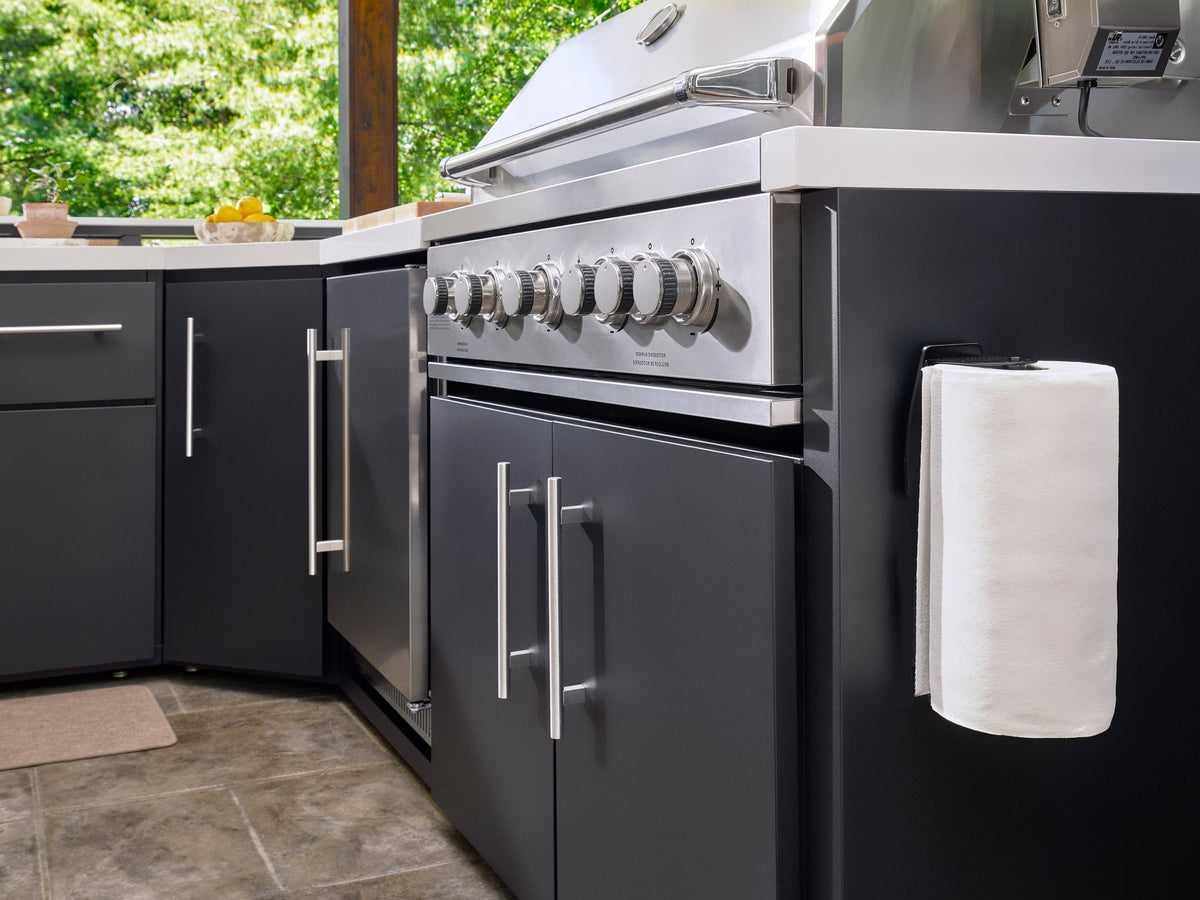 Emory | Corner Outdoor Kitchen Island with Bar Seating & Built-In Griddle – Right