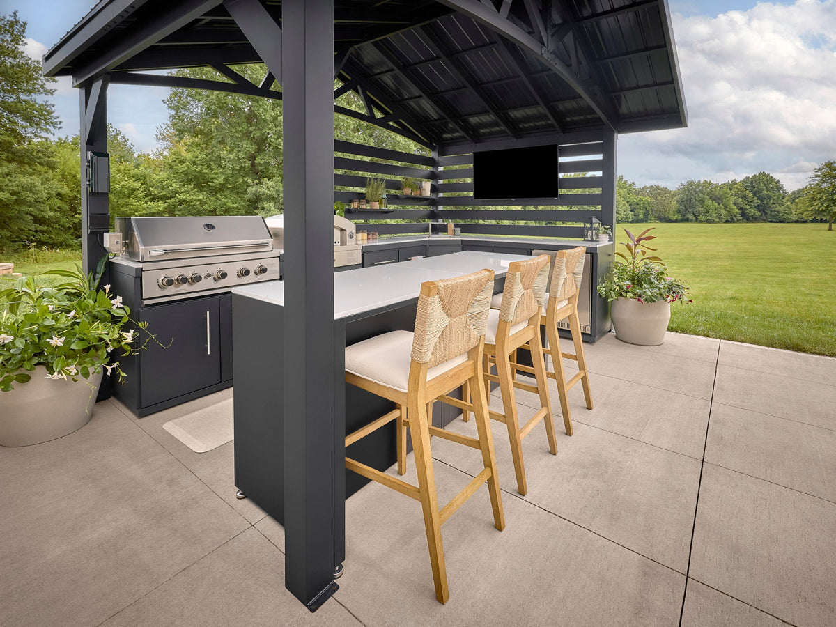 Langston | Covered Walk-In Outdoor Kitchen with Built-In Grill & Griddle