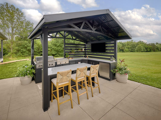 Langston | Covered Walk-In Outdoor Kitchen with Built-In Grill & Griddle