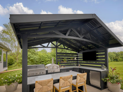 Langston | Covered Walk-In Outdoor Kitchen with Built-In Grill & Griddle