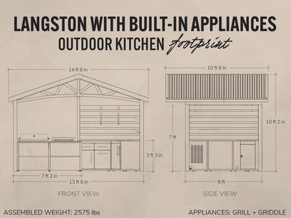Langston | Covered Walk-In Outdoor Kitchen with Built-In Grill & Griddle