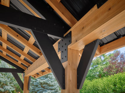 Lodge | 16x14 Cedar and Steel Gazebo with Steel Roof
