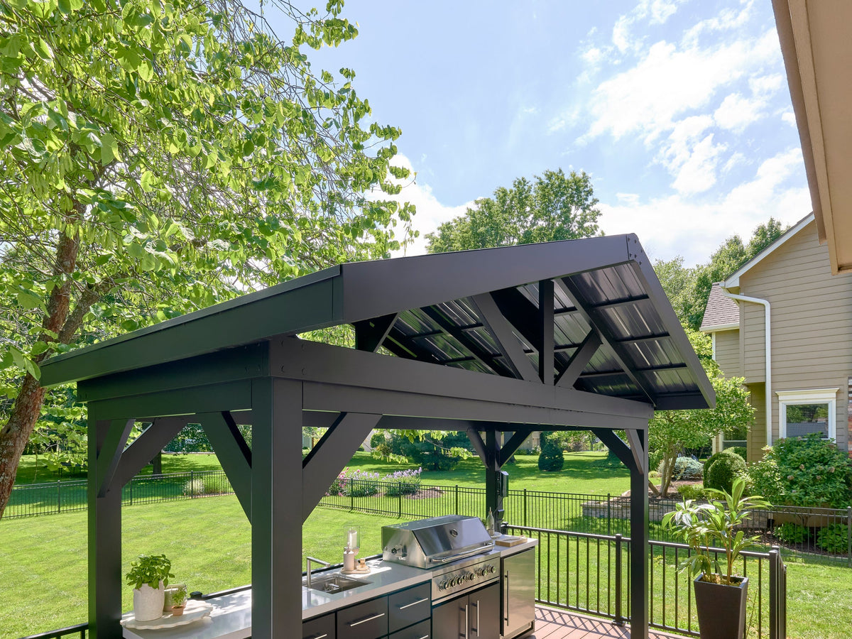 Lancaster | Covered Linear Outdoor Kitchen with Built-In Grill