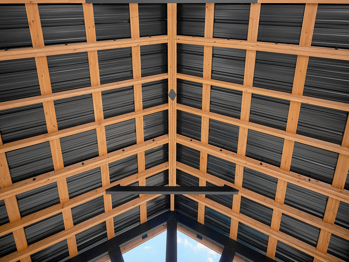 Lodge | 14x12 Cedar and Steel Gazebo with Steel Roof