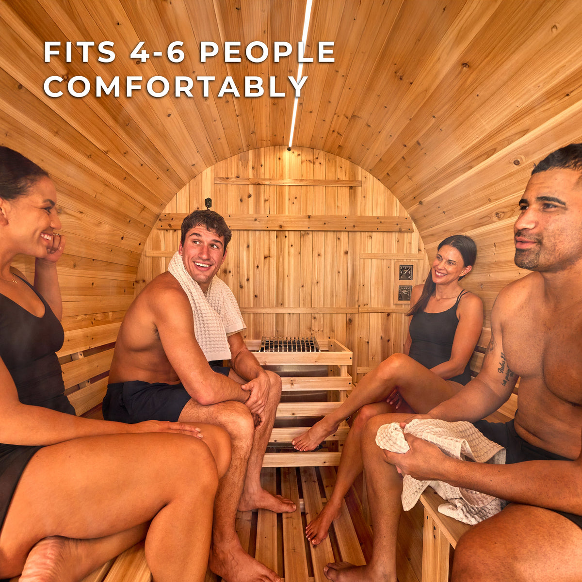 Paxton Outdoor Barrel Sauna with Porch – 4-6 Person