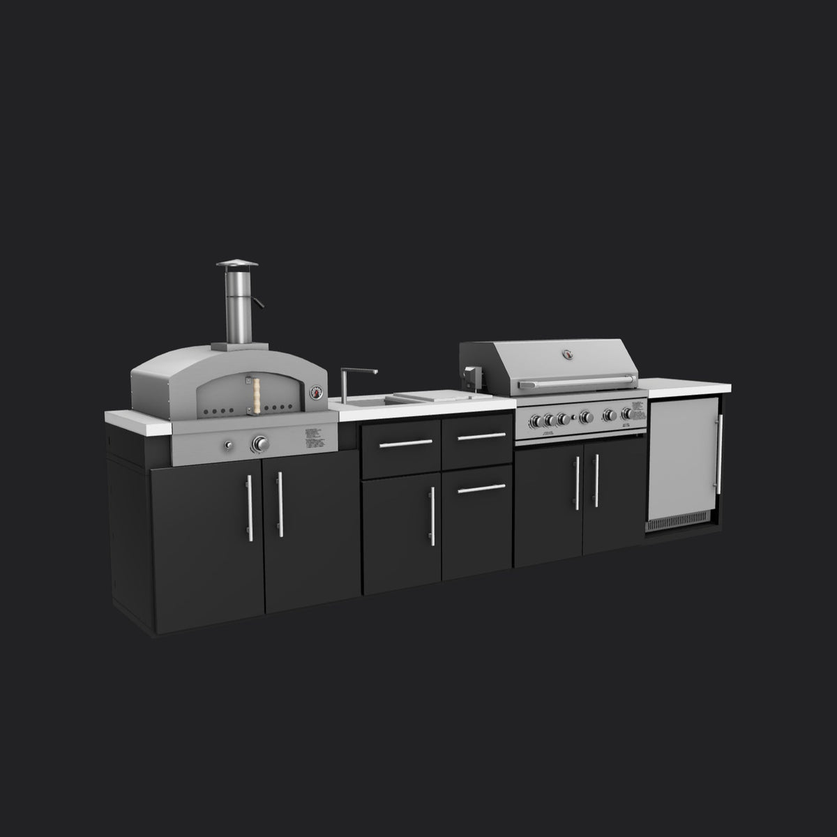 Emory | 12-Foot Outdoor Kitchen Island with Built-In Grill & Pizza Oven