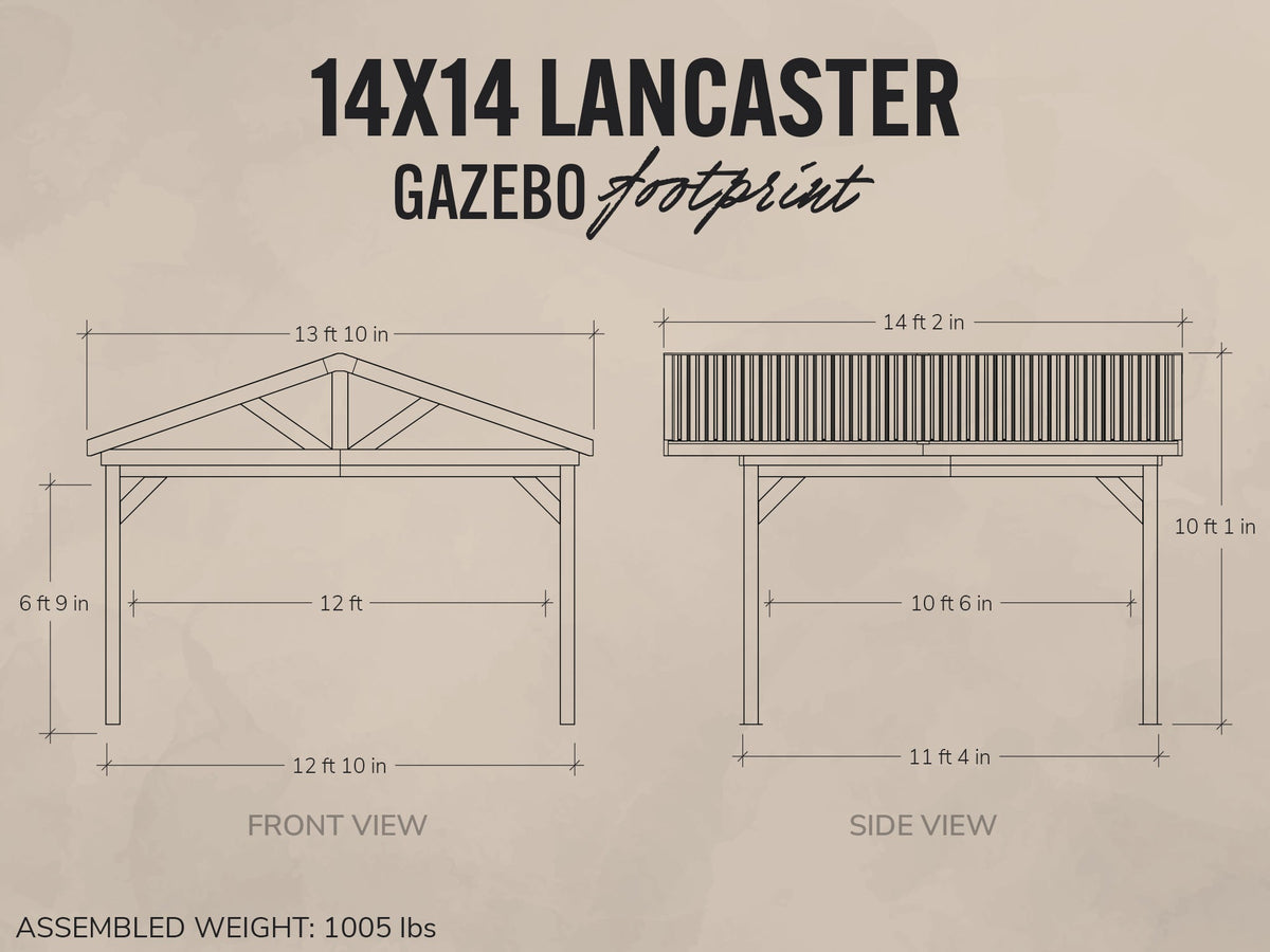 Lancaster | 14x14 Steel Gazebo with Gable Roof